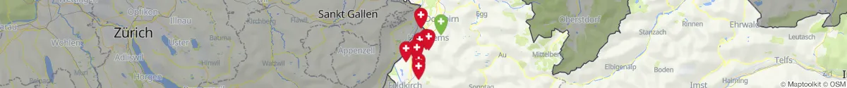 Kartenansicht für Apotheken-Notdienste in der Nähe von Mäder (Feldkirch, Vorarlberg)